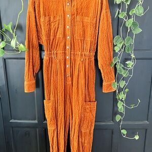 Rust Orange Corduroy Jumpsuit